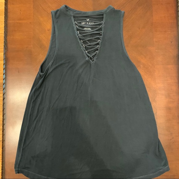 American Eagle Crossed String Neckline Tank Top - Picture 1 of 4